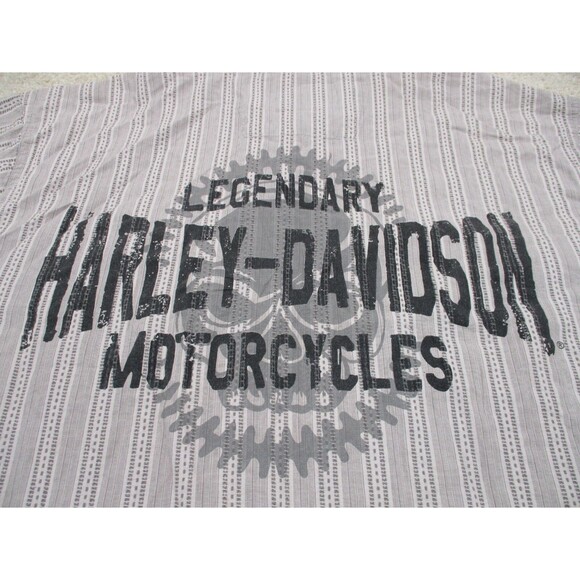 Harley Davidson Shirt Men Large Gray Casual Button Up Mechanic Motorcycle Biker - Picture 7 of 10